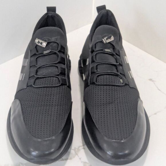 VTKIX Men's Slip-On Leather Knitted Invisible Black Size 16 Athletic Sneakers - Picture 3 of 10